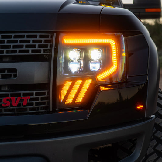 Alpharex 2010-2014 Ford Raptor MKII NOVA-Series LED Projector Headlights Black