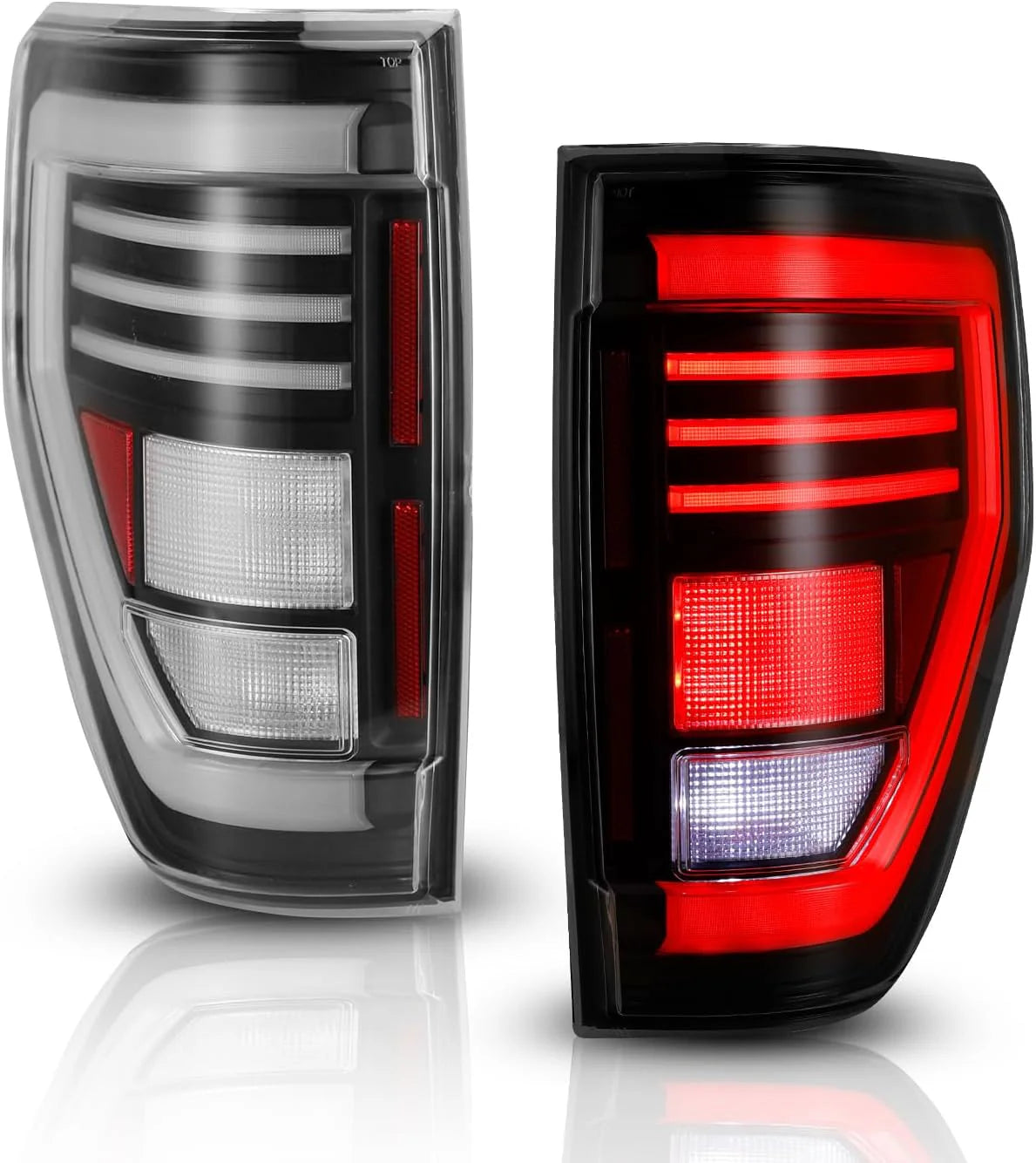 Winjet 2010-2014 Ford Raptor Matte Black /Clear Tail Lights