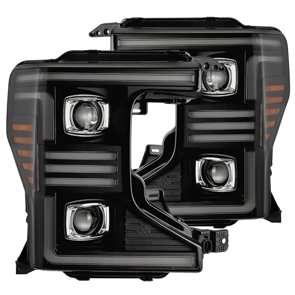 Alpharex 20-22 Ford Super Duty PRO-Series Halogen Projector Headlights Black