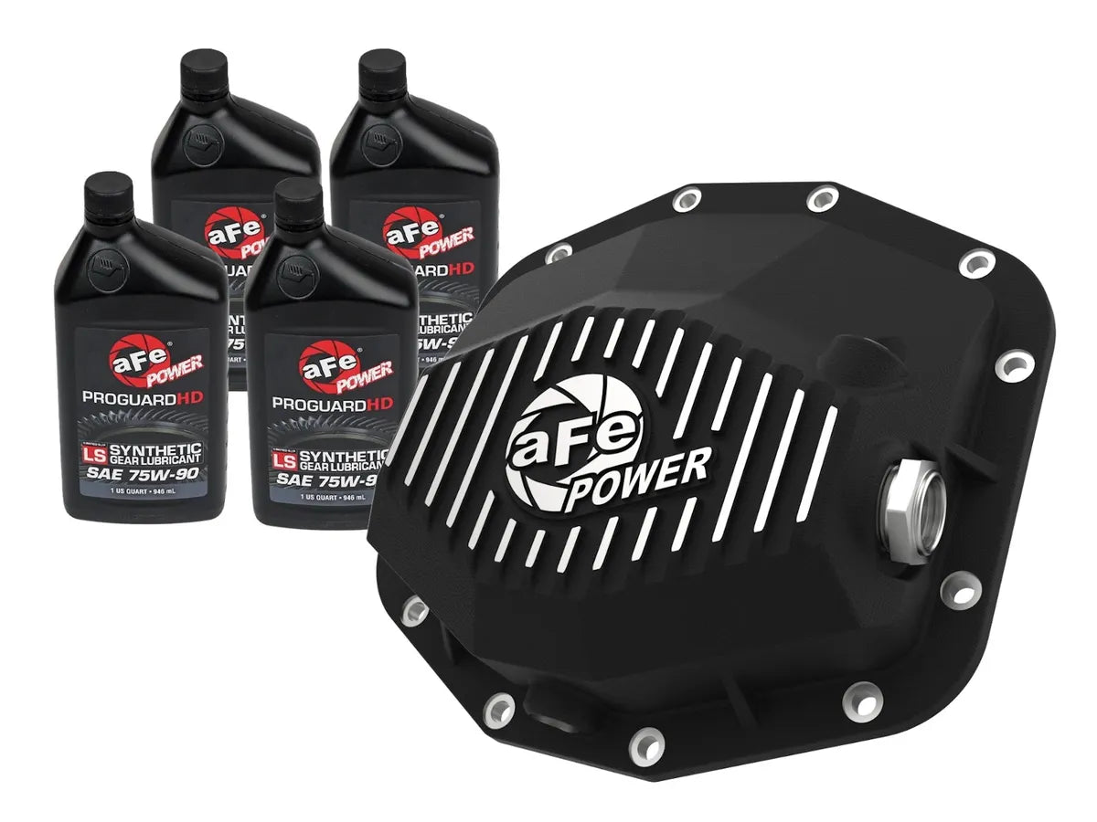 AFE POWER 21-22 Ram1500 TRX Hemi V8 6.2L PRO Series Rear Diff Cover Black w/Machined Fins & Gear Oil