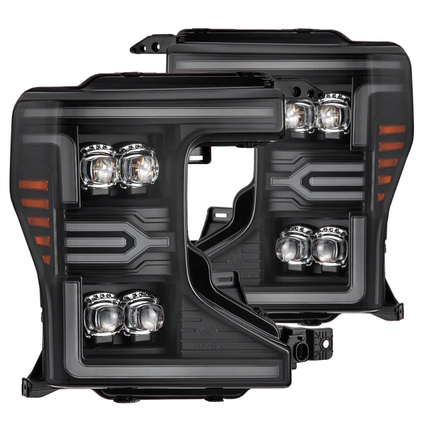 Alpharex 20-22 Ford Super Duty NOVA-Series LED Projector Headlights Black