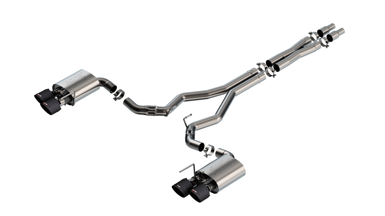 BORLA 2024-2025 Ford Mustang Dark Horse Cat-Back Exhaust System ATAK - Carbon Fiber Tips