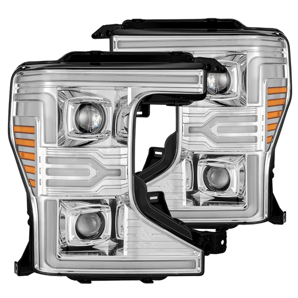 Alpharex 20-22 Ford Super Duty LUXX-Series LED Projector Headlights Chrome