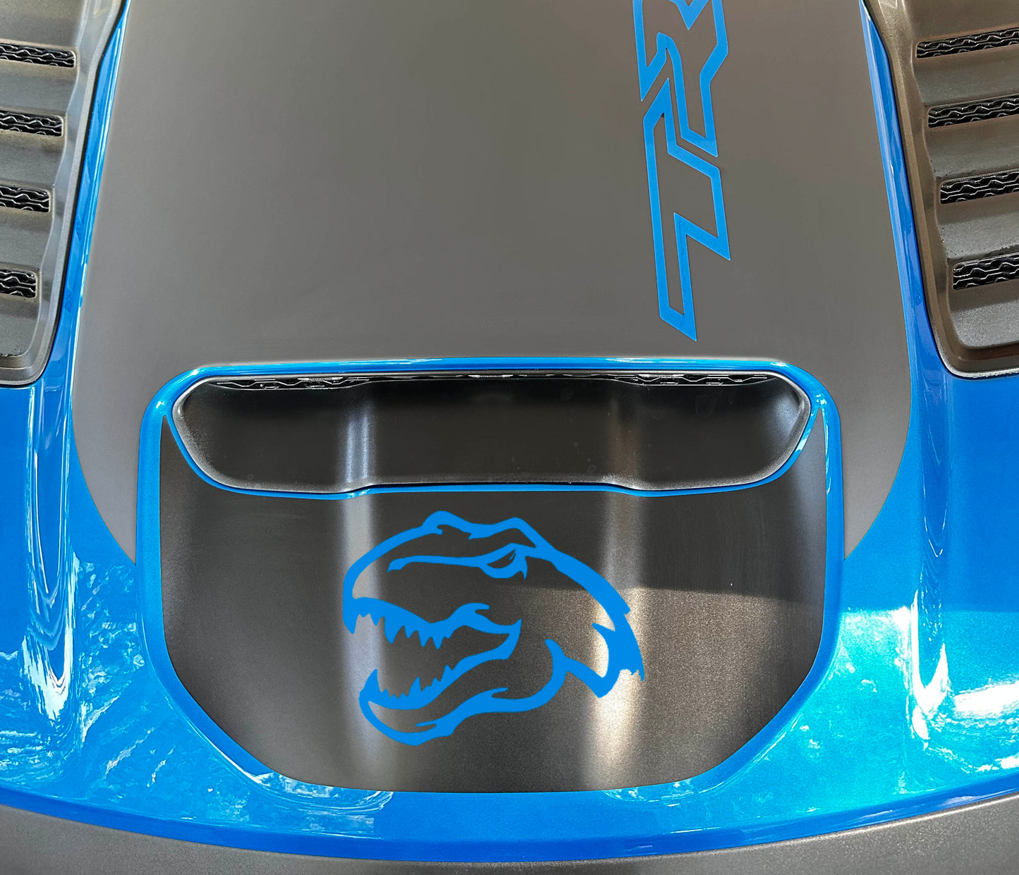 Small Front Hood Graphic with T-REX Head Cutout OEM Style (2021-2024 Ram TRX)