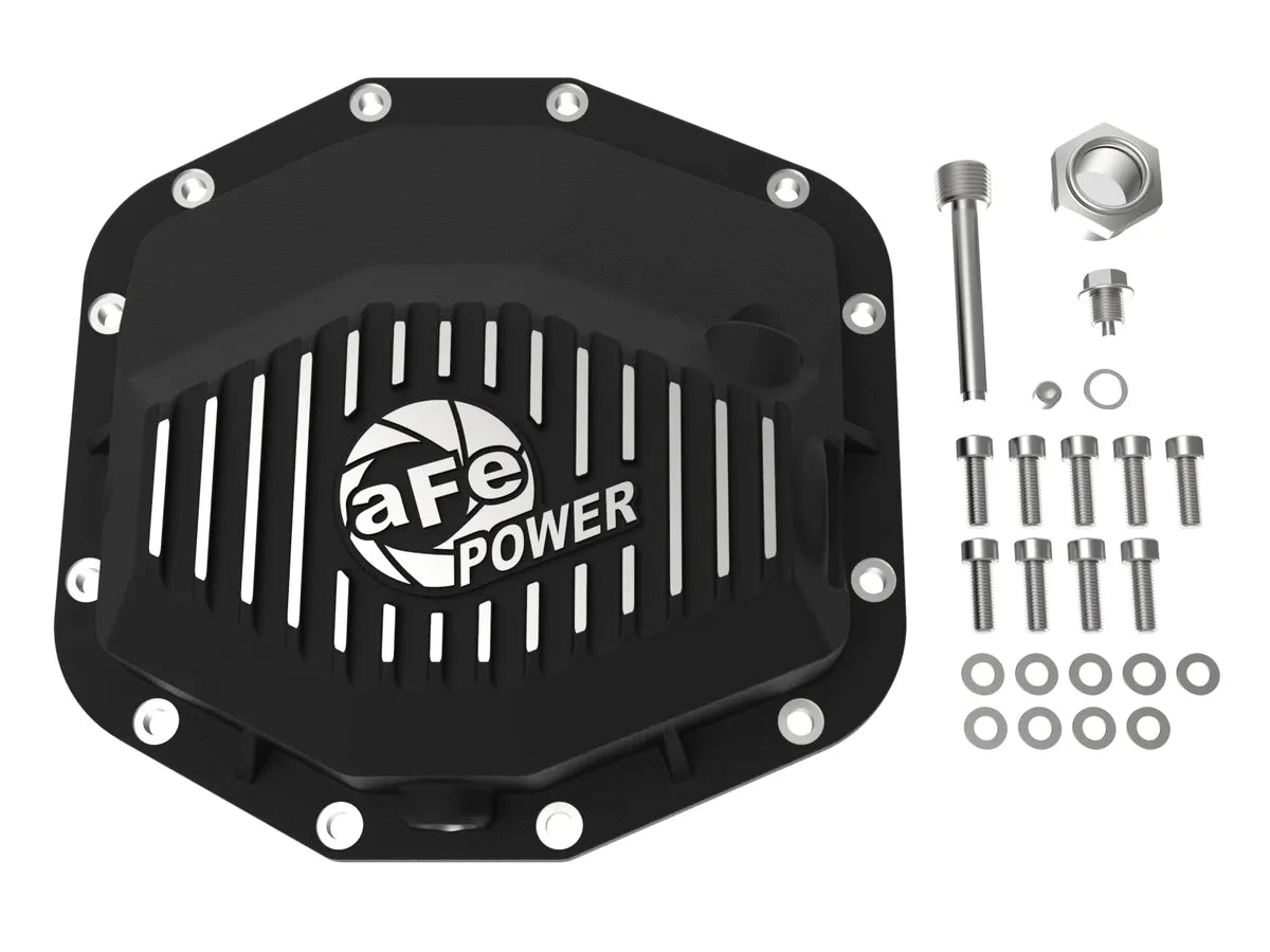 AFE POWER 21-22 Ram1500 TRX Hemi V8 6.2L PRO Series Rear Diff Cover Black w/Machined Fins & Gear Oil