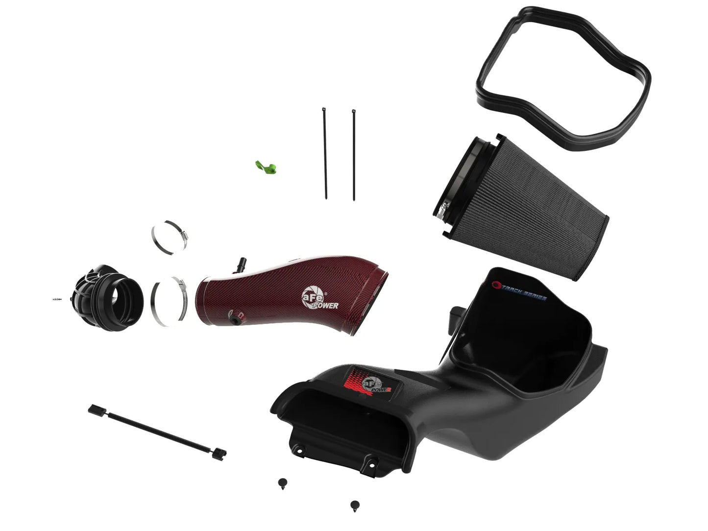 AFE 23-25 Ford Raptor R V8 5.2L Supercharged Red Carbon Track Series Air Intake w/ P5R Filter
