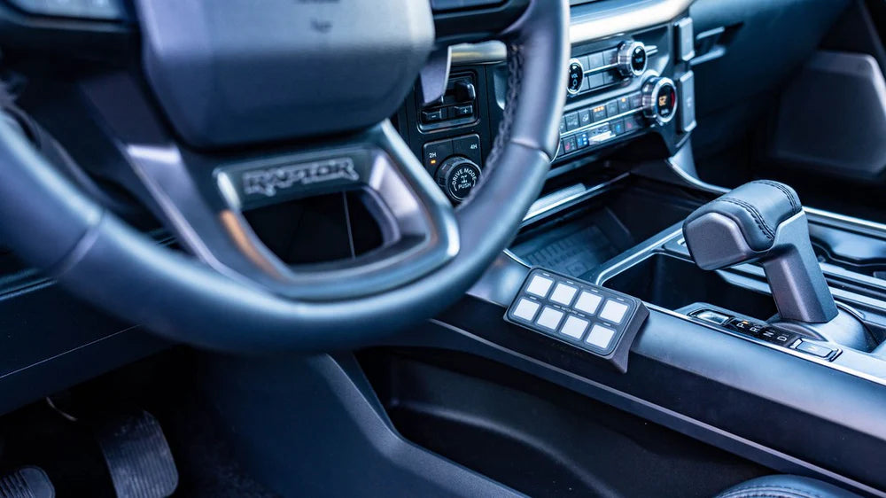 SDHQ OFF ROAD '21-25 FORD RAPTOR SDHQ BUILT SWITCH-PROS SP-9100 FLOW THROUGH CENTER CONSOLE KEYPAD MOUNT
