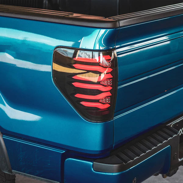 Alpharex 2010-2014 Ford Raptor LUXX-Series LED Tail Lights Black-Red