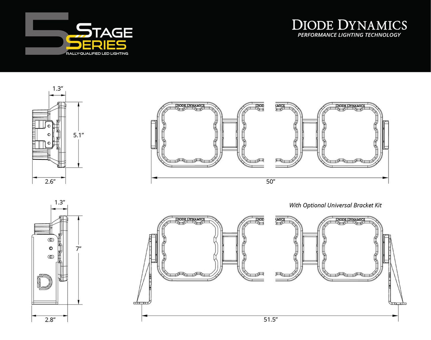 Diode Dynamics Brand Logo SS5 CrossLink 8-Pod LED Light Bar