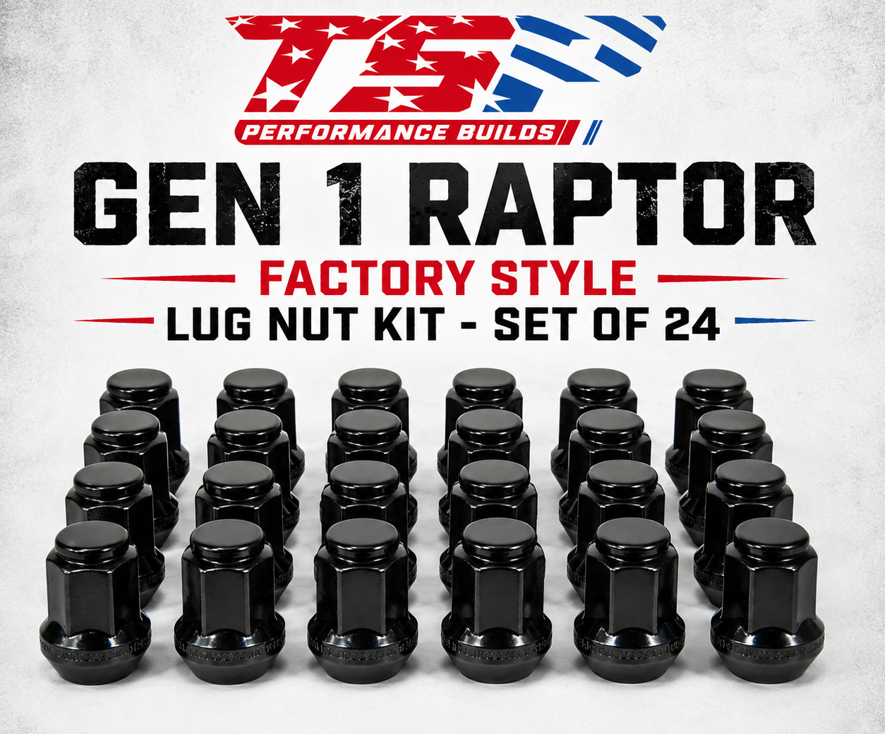 GORILLA GEN 1 RAPTOR FACTORY STYLE LUG NUT KIT - BLACK
