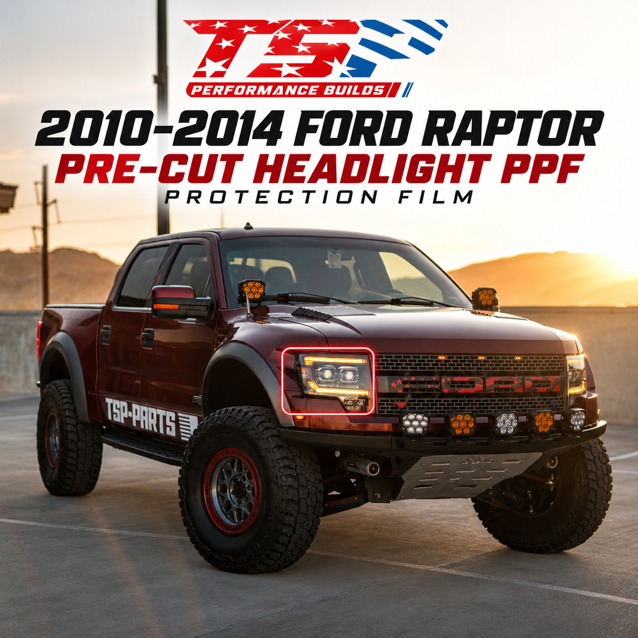 2010–2014 Ford Raptor Pre-Cut Headlight PPF Protection Film