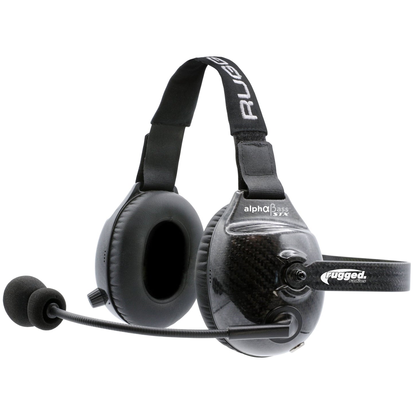 AlphaBass Carbon Fiber Headset for STEREO and OFFROAD Intercoms - Behind the Head - Model H48 - CLEARANCE Behind The Head