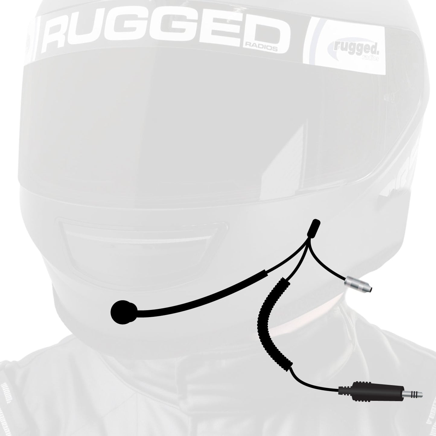 4C IMSA Wired Straight Cord Helmet Kit with Mic Mic / 1/8 Ear Bud Jack / Coil Cord