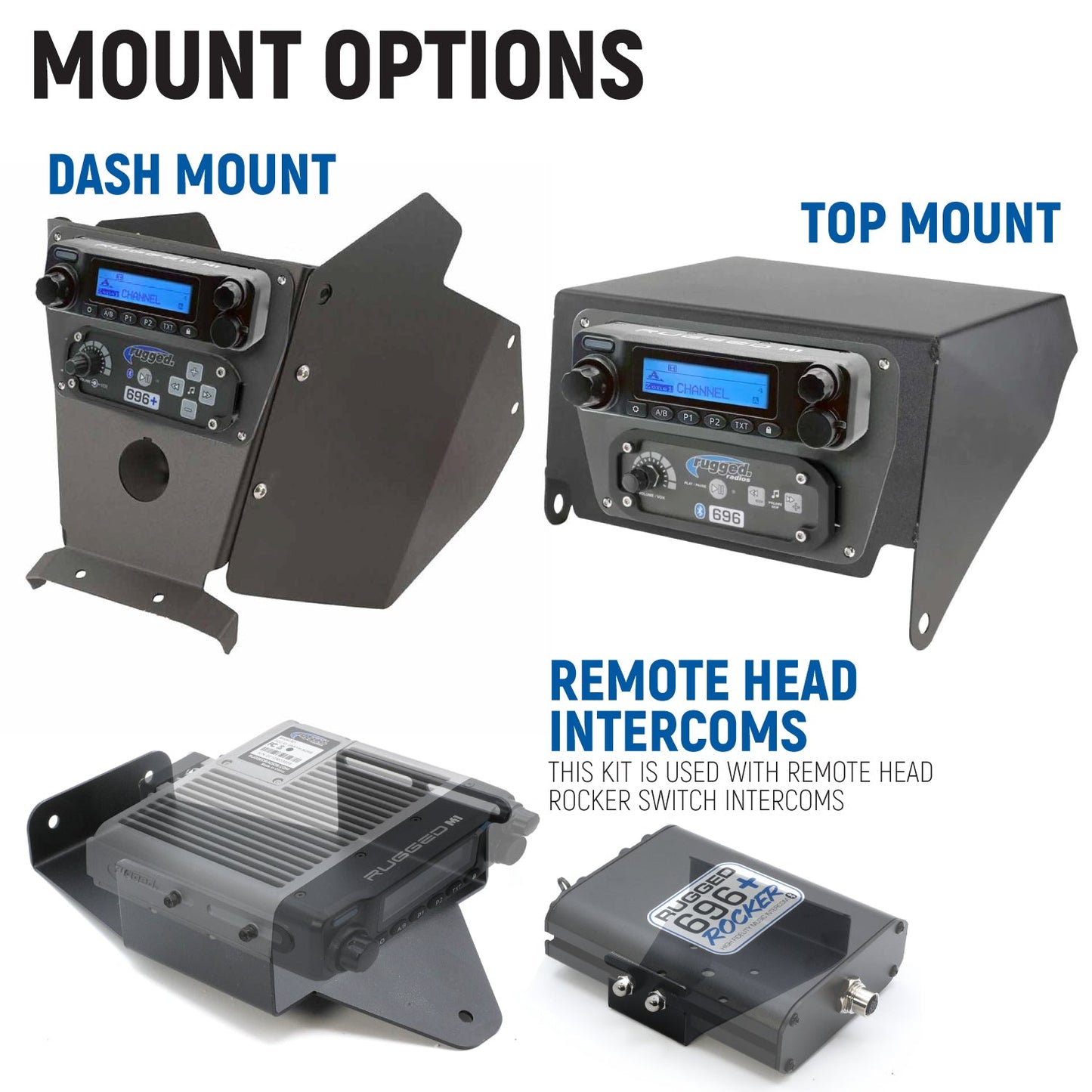 Can-Am Maverick X3 Complete Communication Kit with Bluetooth Intercom and 2-Way Radio 696 PLUS / M1 VHF Business Band / Dash Mount