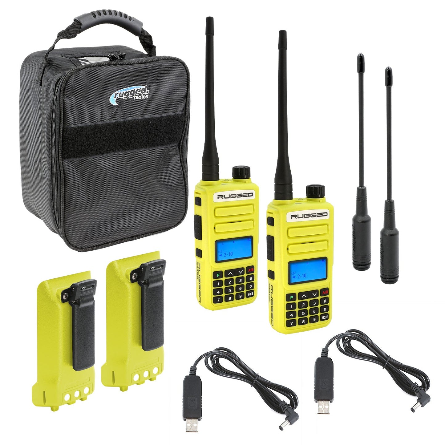 ADVENTURE PACK - GMR2 PLUS - GMRS / FRS Two Way Handheld Radios with Accessories Safety Orange