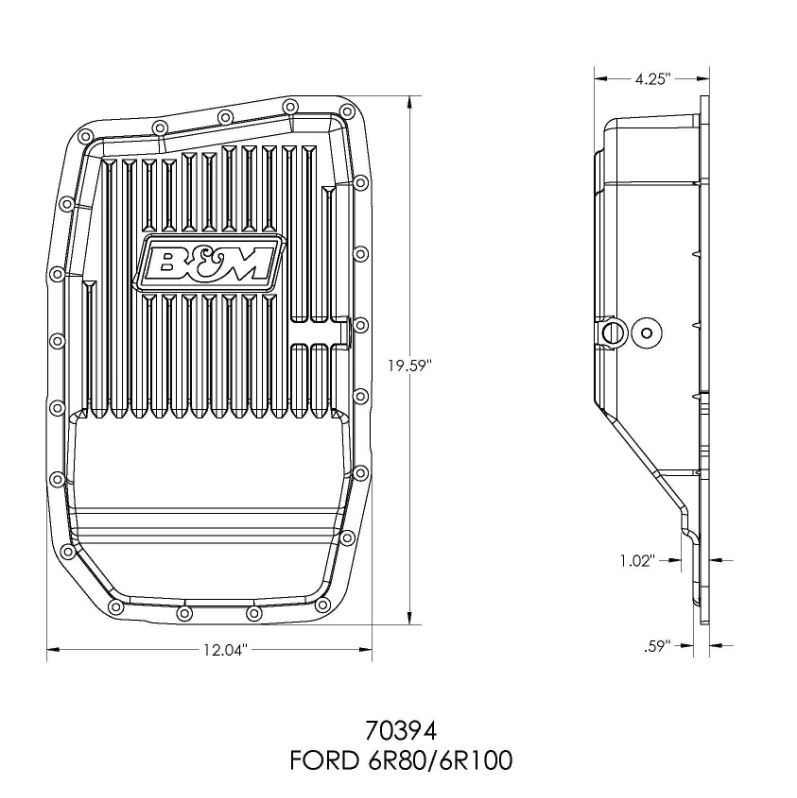 B&M 2010-2014 Ford Raptor Hi-Tek Deep Transmission Pan - Black Aluminum