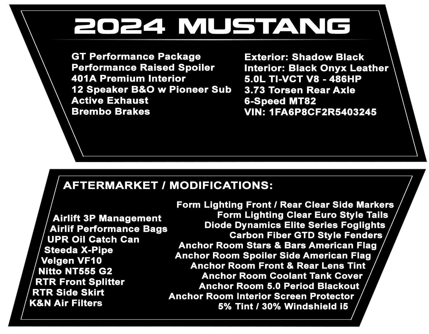 Tri Build Plate Radiator Size Sublimated Plates (2024+ Mustang)