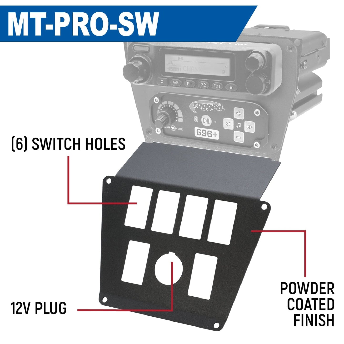 Lower Accessory Panel for Polaris RZR PRO XP RZR Turbo R and RZR PRO R Dash Mount Radio and Intercom Rocker Switch