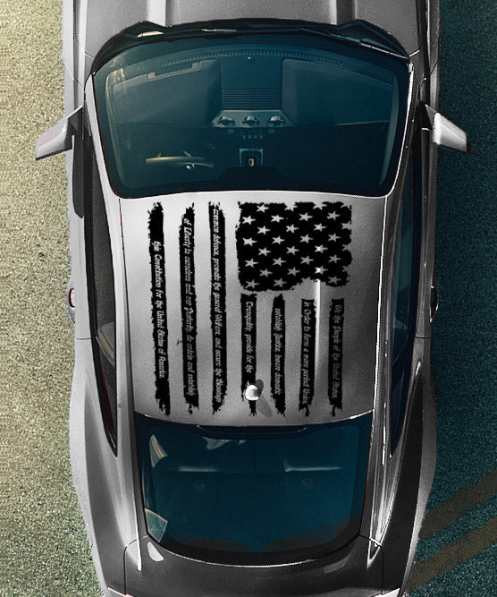 Tattered "We The People" American Flag Roof Graphic (2005-2026 Mustang)