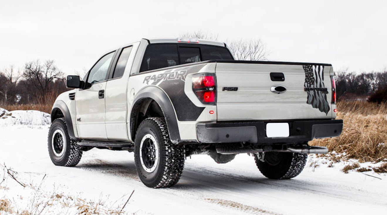 Tailgate Wavy American Flag - Reflective G Style (2010-2014 Raptor)