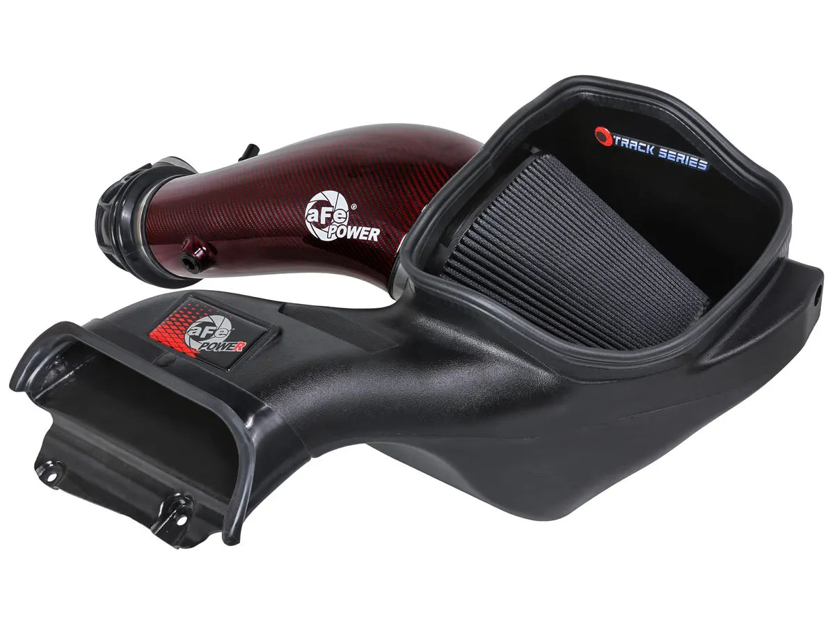 AFE 23-24 Ford F150 Raptor R V8 5.2L Supercharged Red Carbon Track Series Air Intake w/ P5R Filter