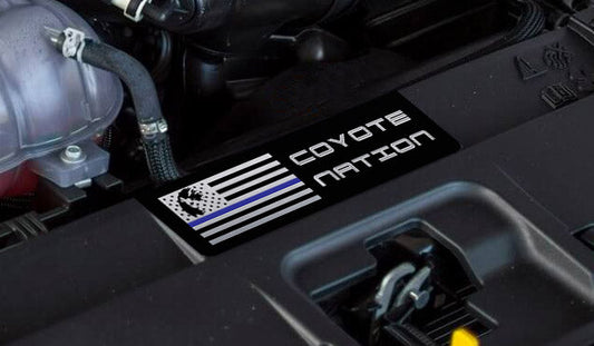 Aluminum Radiator Plate [S12] Coyote Nation Black Blue (2018-2023 Mustang)