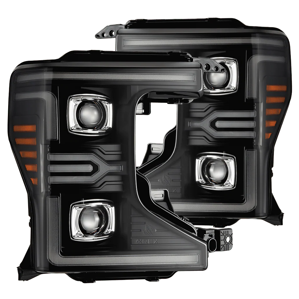 Alpharex 20-22 Ford Super Duty LUXX-Series LED Projector Headlights Black