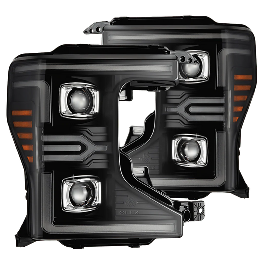 Alpharex 20-22 Ford Super Duty LUXX-Series LED Projector Headlights Black