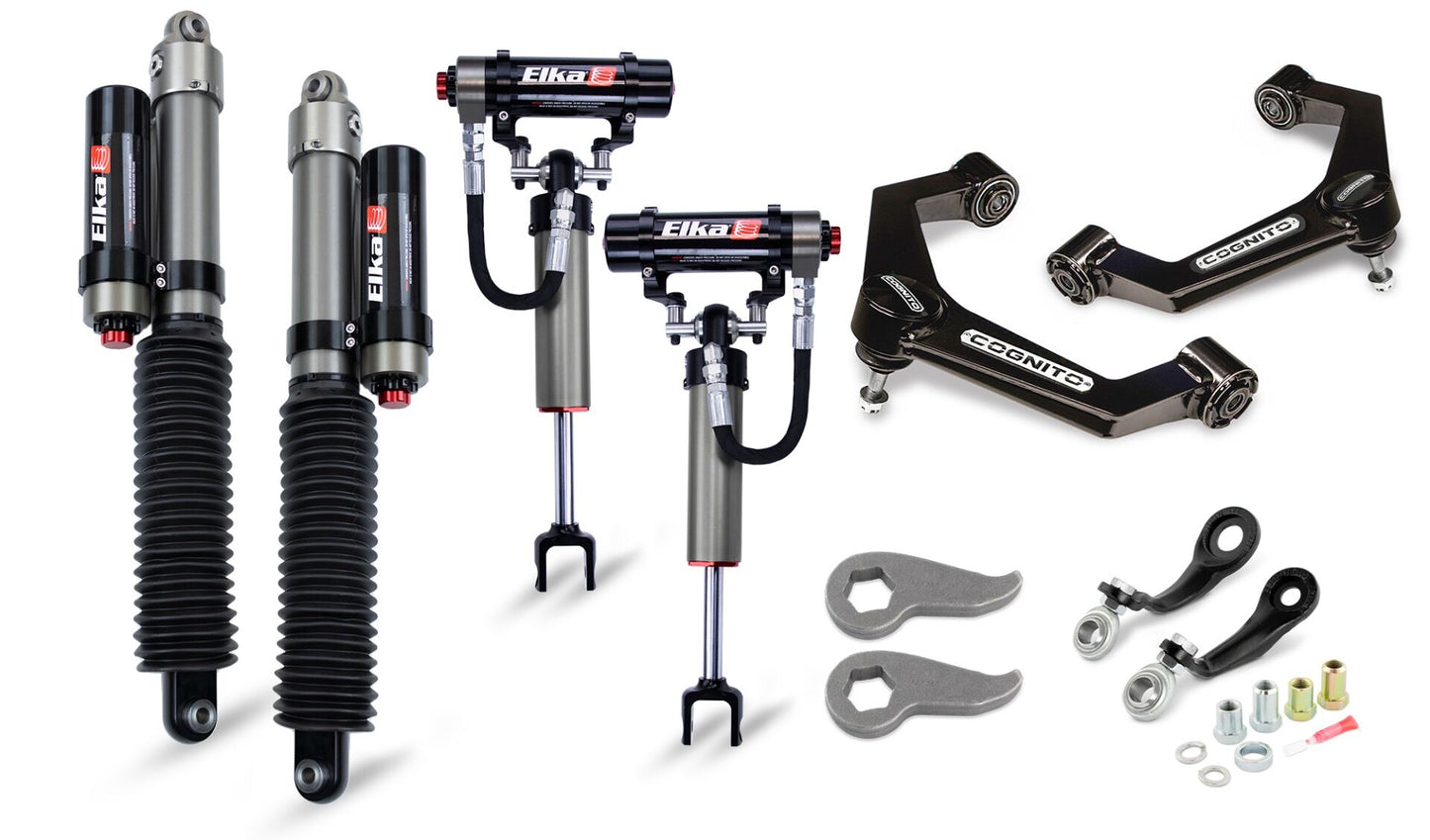 Cognito 3-Inch Elite Leveling Kit with Elka 2.5 Reservoir Shocks for 20-25 Silverado/Sierra 2500/3500 2WD/4WD Trucks