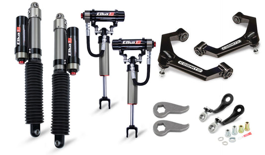 Cognito 3-Inch Elite Leveling Kit with Elka 2.5 Reservoir Shocks for 20-25 Silverado/Sierra 2500/3500 2WD/4WD Trucks