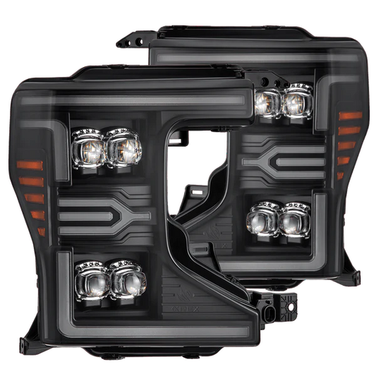 Alpharex 20-22 Ford Super Duty NOVA-Series LED Projector Headlights Black