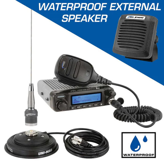 Rugged Radios Radio Kit Plus - M1 RACE SERIES - High Power Waterproof Business Band Mobile Radio Kit with External Speaker