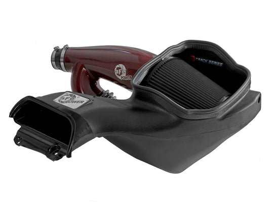 AFE Track Series Red Kevlar Carbon Fiber Cold Air Intake System w/ Black Pro 5R Filter - 3.5L Twin Turbo