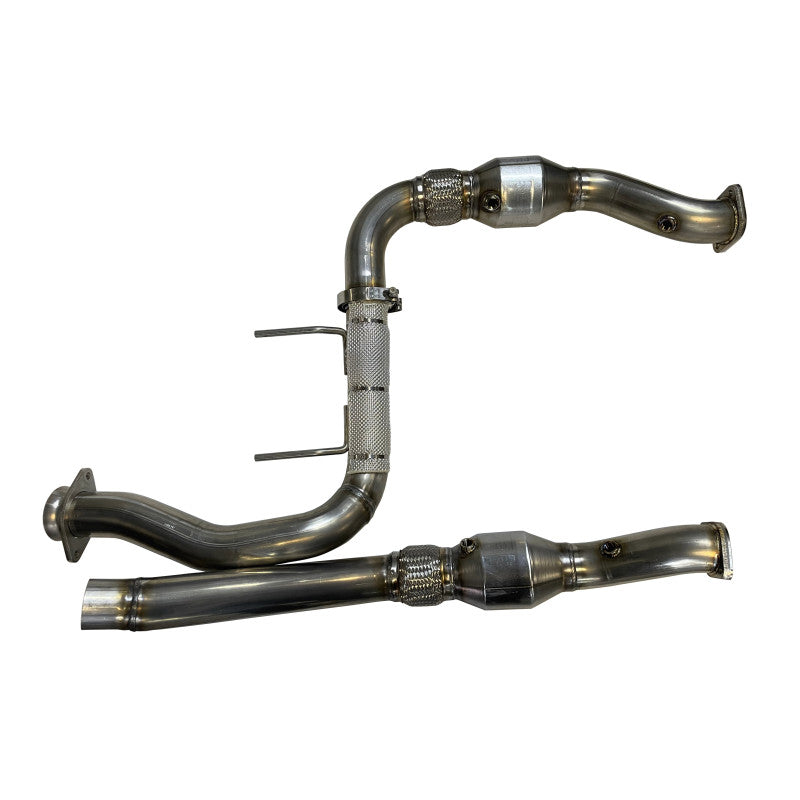 SPD Performance 2017 - 2020 Ford F150 Raptor 3.5L 304SS Catted Downpipes, with built-in Turbo Adapters