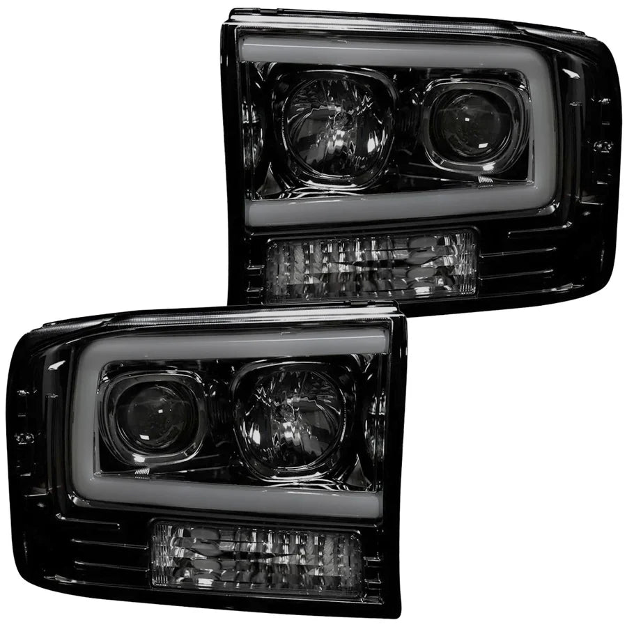 RECON Ford Super Duty 99-04 Projector Headlights OLED Halos DRL Smoked or Clear Lens