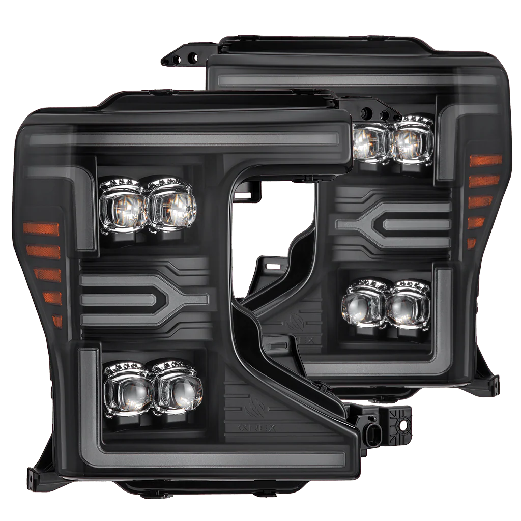 Alpharex 20-22 Ford Super Duty NOVA-Series LED Projector Headlights Black
