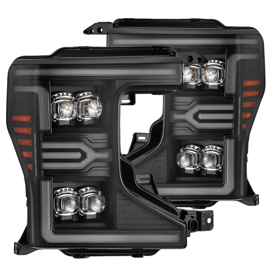 Alpharex 20-22 Ford Super Duty NOVA-Series LED Projector Headlights Black