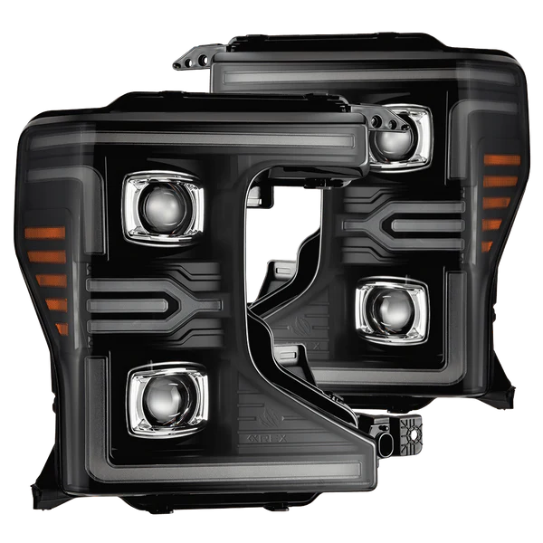 Alpharex 20-22 Ford Super Duty LUXX-Series LED Projector Headlights Black
