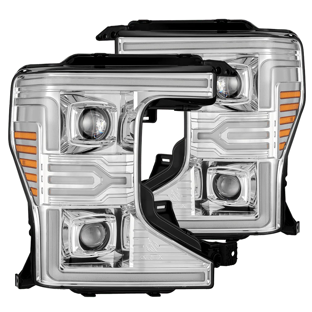 Alpharex 20-22 Ford Super Duty LUXX-Series LED Projector Headlights Chrome
