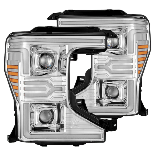 Alpharex 20-22 Ford Super Duty LUXX-Series LED Projector Headlights Chrome