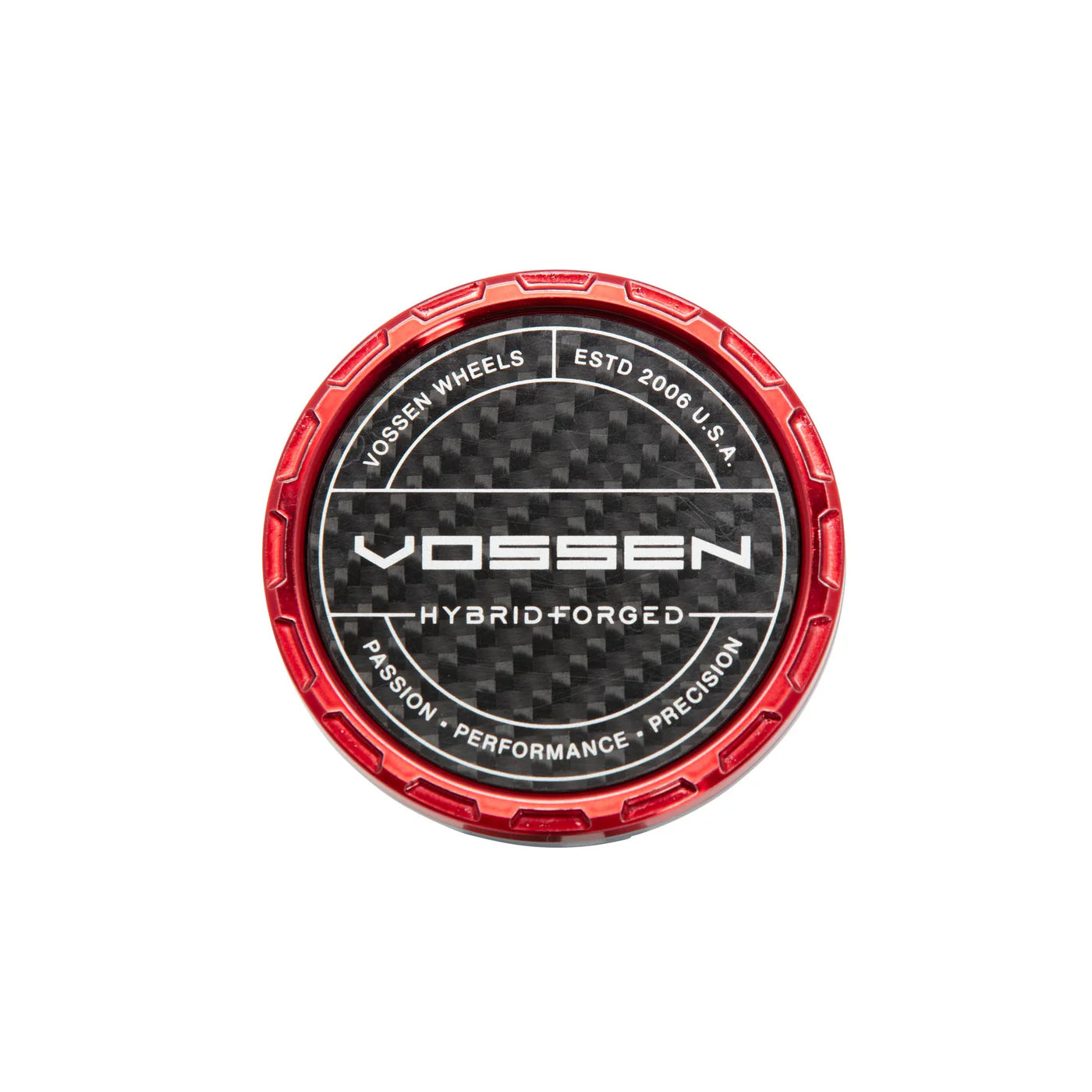 Vossen Carbon Hybrid Forged Billet Sport Cap for VF & HF Series Wheels (Vossen Red) - Twill Weave Carbon