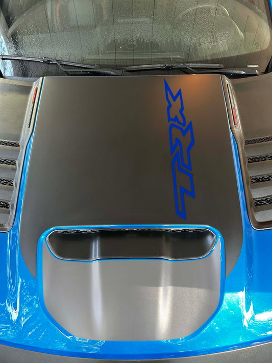 Large Center OEM Style Hood Graphic with Colored "TRX" Overlay (2021-2024 Ram TRX)