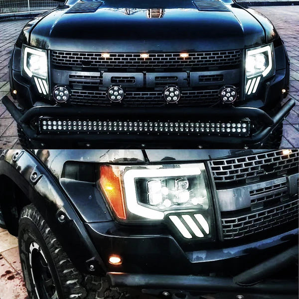 Alpharex 2010-2014 Ford Raptor NOVA-Series LED Projector Headlights Jet Black