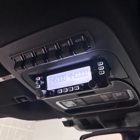 SwarfWorks Icom IC-2730 overhead console mount for 21+ Ford Raptor Gen3 and F150, and '23+ F250,F350