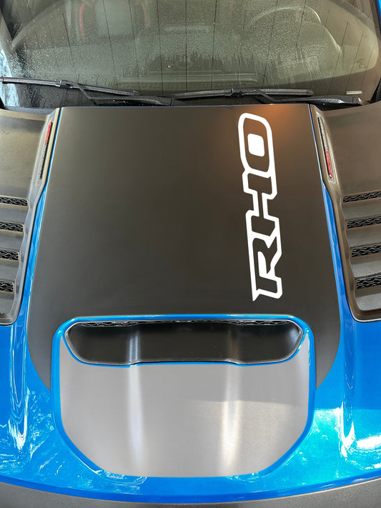 Large Center OEM Style Hood Graphic with Colored "RHO" Overlay (2025+ Ram RHO)