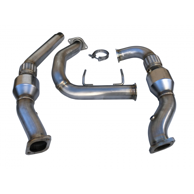 SPD Performance 2017 - 2020 Ford F150 Raptor 3.5L 304SS Catted Downpipes, with built-in Turbo Adapters