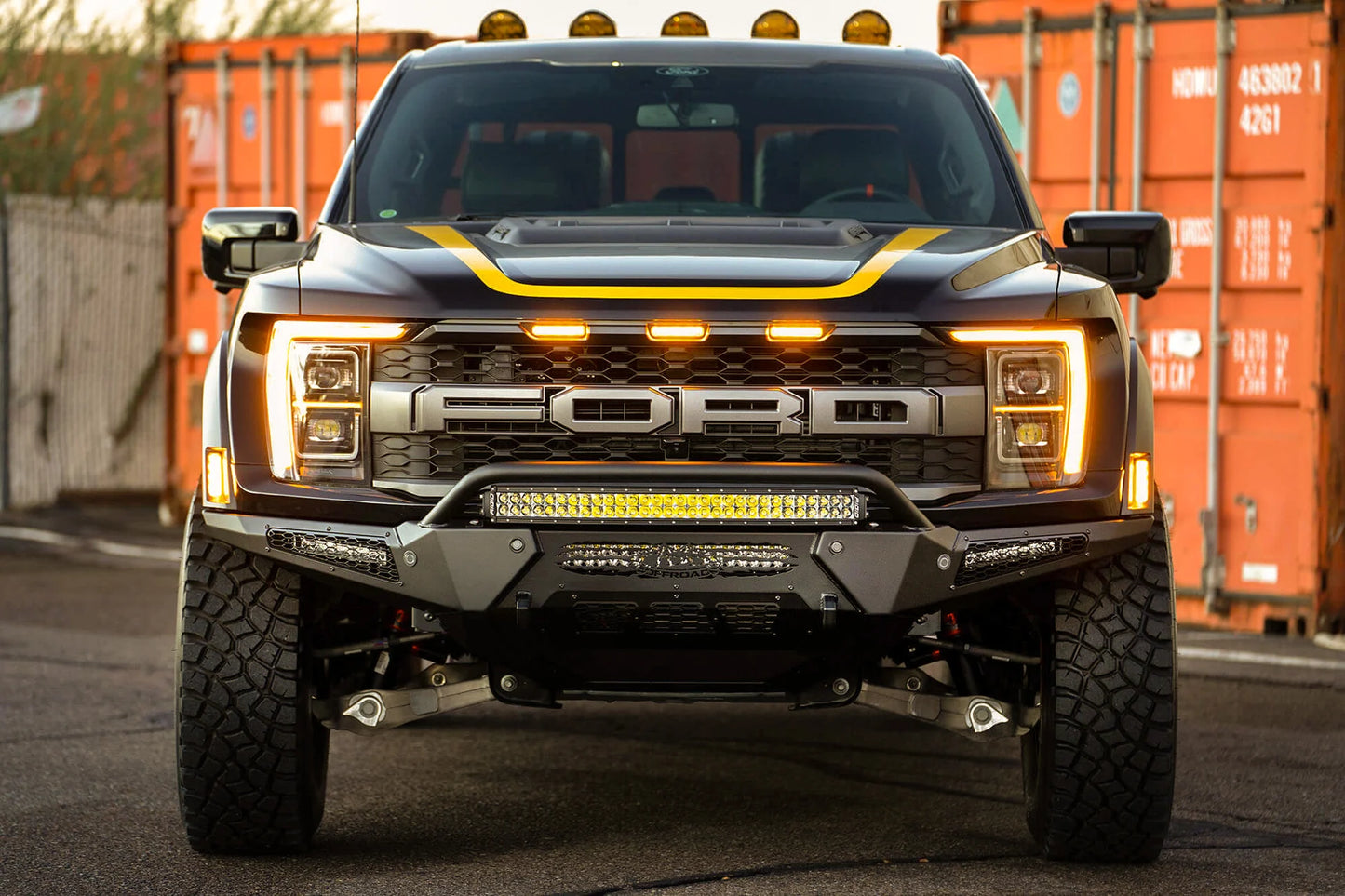 ADD OFFROAD 2021-2024 FORD F-150 RAPTOR/RAPTOR R HONEYBADGER FRONT BUMPER W/ TOP HOOP