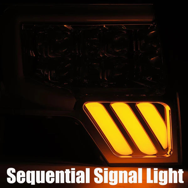 Alpharex 2010-2014 Ford Raptor NOVA-Series LED Projector Headlights Jet Black