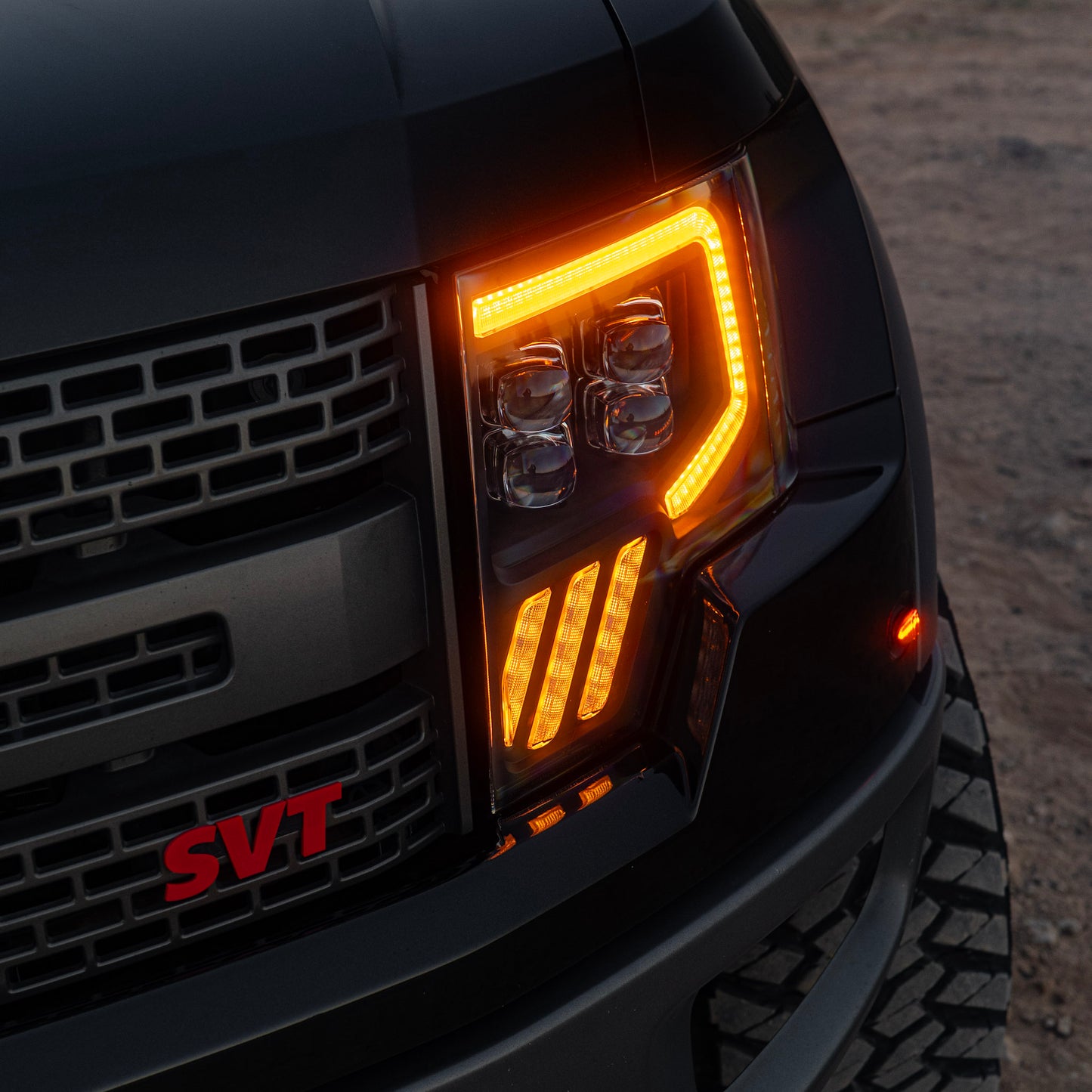Alpharex 2010-2014 Ford Raptor MKII NOVA-Series LED Projector Headlights Black