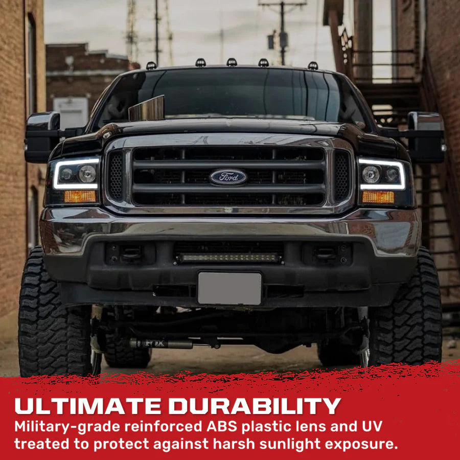RECON Ford Super Duty 99-04 Projector Headlights OLED Halos DRL Smoked or Clear Lens